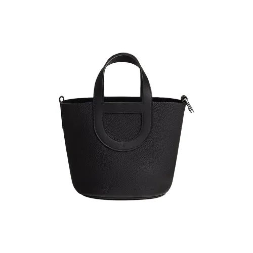 HERMES In The Loop Taurillon Clemence Bullhide с Swift кожа ведрообразная сумка женская черная