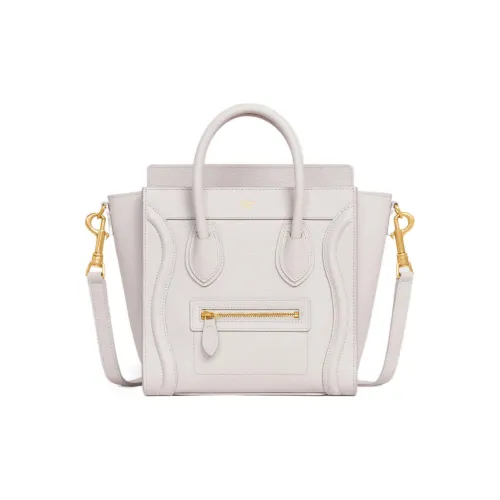 CELINE Drum Luggage Рельеф Телячья Кожа Сумка с Эмодзи Сумка через плечо Сумка Экстра мини Женская Белая