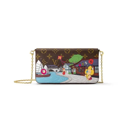 LOUIS VUITTON Pochette Félicie Покрытый холст Сумка через плечо Сумка на плечо Женская Коричневая