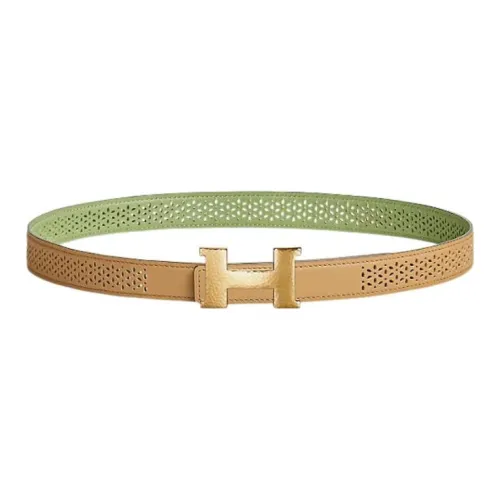 HERMES Mini Constance Коровья кожа Ремень Женские Masala Чай Cricket Зеленый Ширина 2,4CM