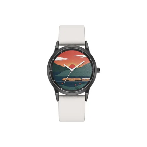 Funtime X Bitbird Sunset Collection Кварцевый механизм Естественная кожа Ремешок Часы Унисекс Черный Art Закат