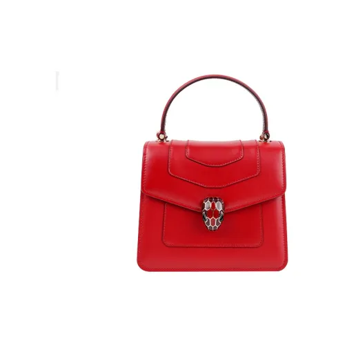 BVLGARI Serpenti Forever Телячья кожа Аккордеонная сумка Сумка Сумка через плечо Сумка через плечо Маленькая Женская Красная