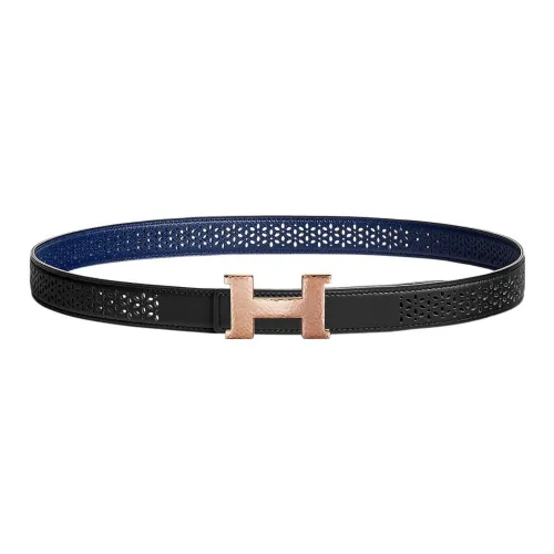 HERMES Mini Constance Коровья кожа Ремни Женские Черный синий Ширина 2,4CM