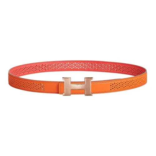 HERMES Mini Constance Коровья кожа Ремни Женские Апельсин Ширина 2,4CM
