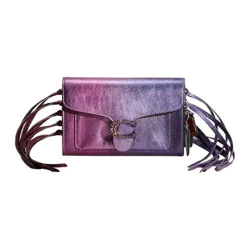 COACH Tabby Кожа Одно плечо Через плечо Клатч Маленький Женский Металлик Фиолетовый Металлический Розовый