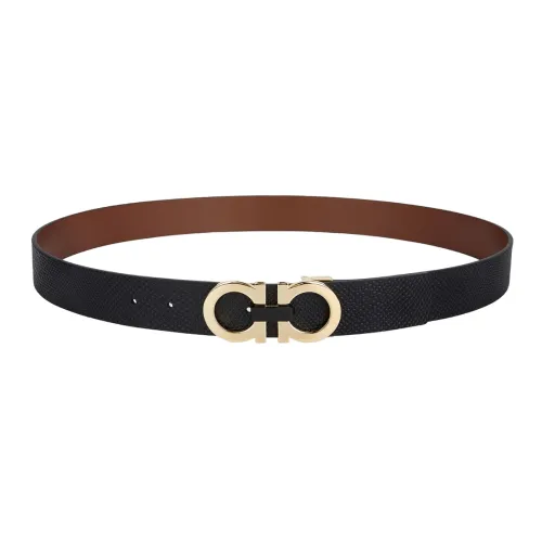Ferragamo Ремни из коровьей кожи, черные, мужские