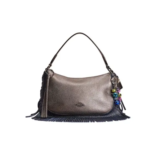 COACH Sutton Полированная кожа с эффектом галечного покрытия сумка через плечо сумка большая женская металл графитовый