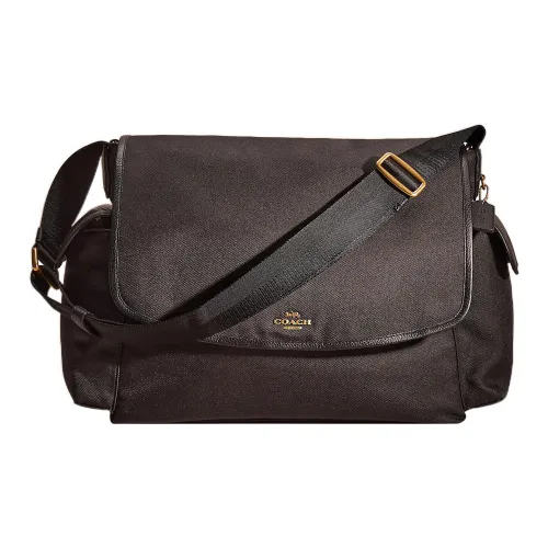 COACH Нейлон с галечной кожей курьерская сумка сумка через плечо большая мужская черная