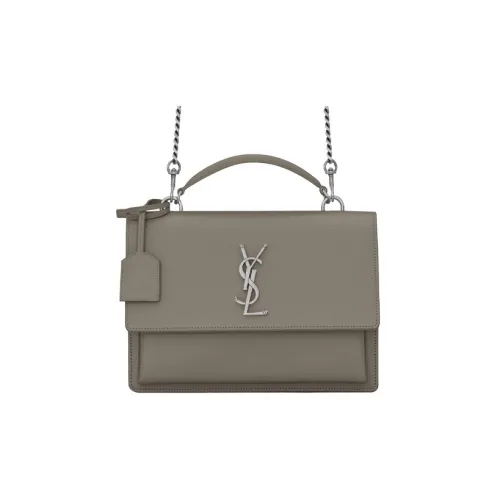 SAINT LAURENT Sunset Телячья кожа Портативная Сумка через плечо Сумка на плечо Средняя Женская Lime Gray