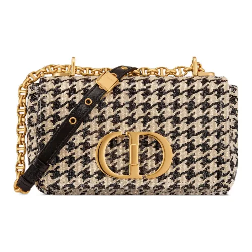 DIOR Caro Beaded Гусиная лапка Вышивка Сумка через плечо Сумка на плечо Маленькая Женская Черная Бежевая