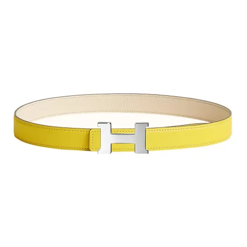 HERMES Mini Constance Коровья кожа Ремень Женский Желтый Ширина 2,4CM