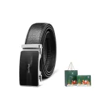 Черно-серебристый, пряжка, слон, принт, 110 см + рождественская подарочная коробка