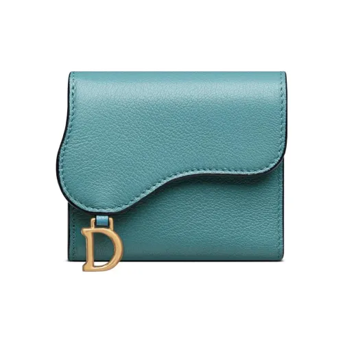 DIOR Saddle Козья кожа Держатель для карт Кошелек Женские Небесно-голубой