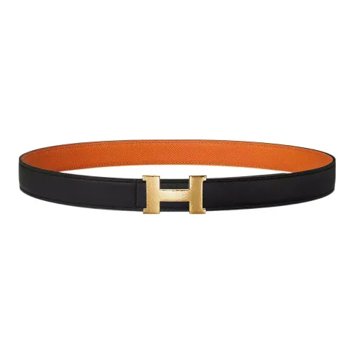 HERMES Mini Constance Ремень из коровьей кожи женский черный ширина 2,4 см