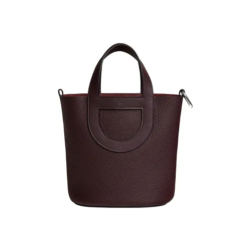 HERMES In The Loop Taurillon Clemence Bullhide с Swift кожа ведрообразная сумка женская седло красного цвета