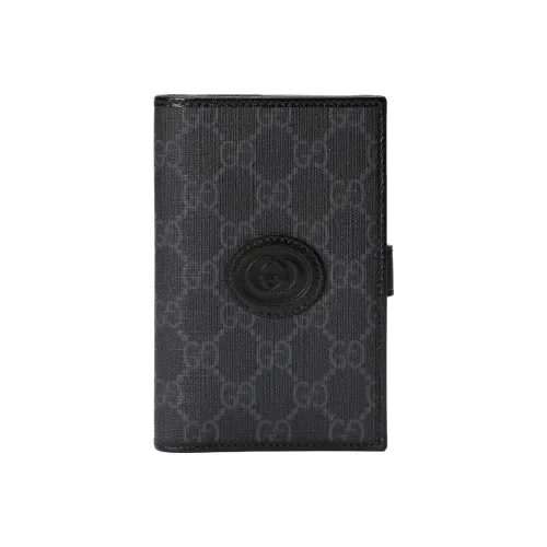 GUCCI Interlocking Холдер для паспорта из холста кошелек мужской черный