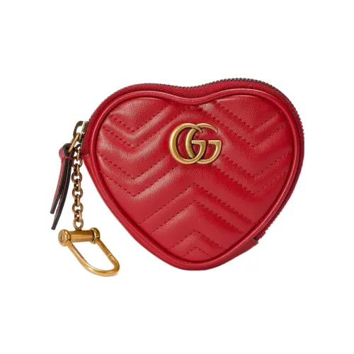 GUCCI Double G кожаный кошелек для монет женский красный