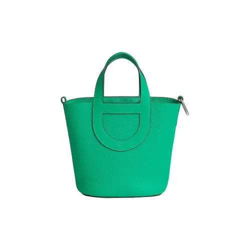 HERMES In The Loop Taurillon Clemence Bullhide с Swift кожа ведрообразная сумка женская мятно-зеленая