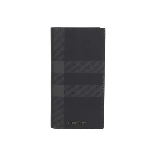 Burberry Хлопок Холст Кожа Кошелек для Карт Мужской Угольный Черный