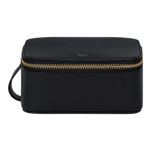 CELINE Блестящая сумка из коровьей кожи косметичка маленькая женская черная