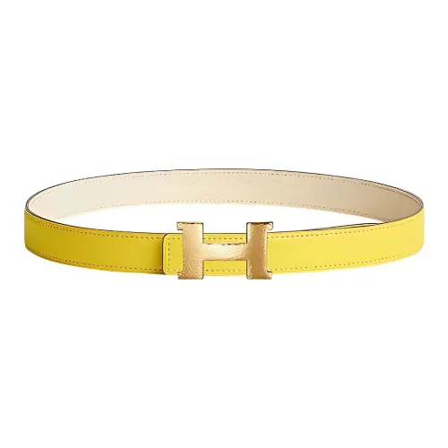 HERMES Constance Ремни из коровьей кожи Женские Желтые Ширина 2,4 см