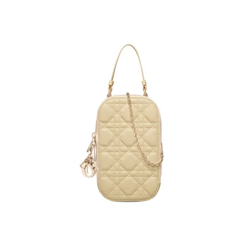 DIOR Lady Dior Чехол для телефона из овчины женский светло-желтый