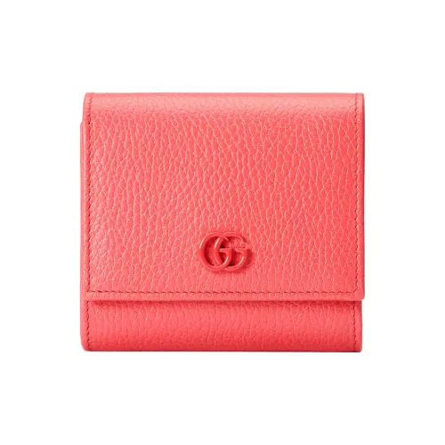GUCCI GG Marmont Кожа Кошелек Средний Женский Кораллово-Розовый