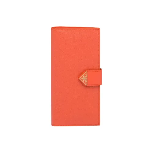 PRADA Saffiano кожа держатель для карт кошелек большой женский апельсин