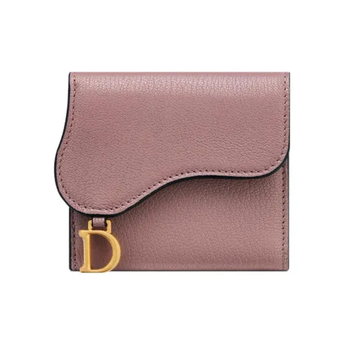 DIOR Седло Овчина Картхолдер Кошелек Женские Пыльно-розовый