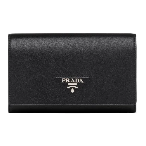 PRADA Кожа Кошелек Большой Женский Черный