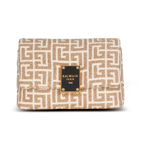 BALMAIN 1945 Кожа Портативный Одно плечо Через плечо Клатч Мини Женский Золотой