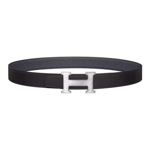 HERMES H Martelee Epsom Телячья кожа Кожаные ремни Женские Черный Ширина 3,2 см