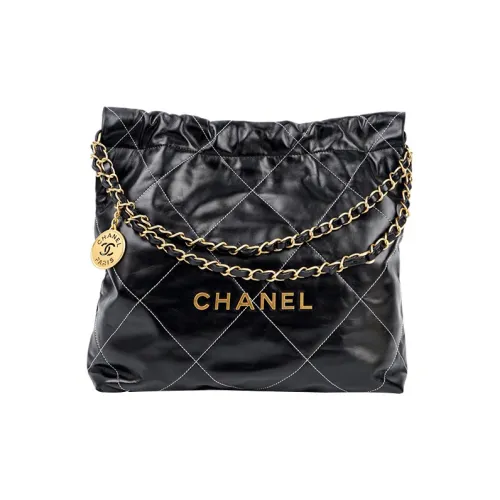 CHANEL 22Bag Кожа Тоут Сумка Сумка для покупок Сумка на плечо Маленькая Женская Черная