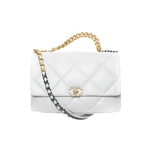 CHANEL 19Bag Овчина Сумка с клапаном Сумка через плечо Сумка через плечо Экстра-большая Женская Белая