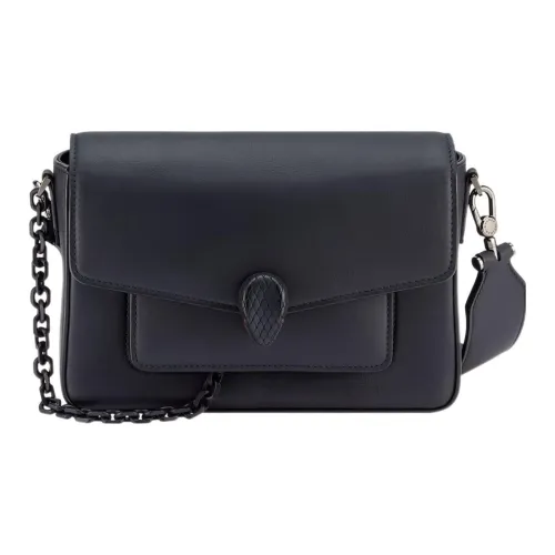 BVLGARI Serpenti Forever Телячья кожа Сумка через плечо Сумка на плечо Унисекс Черный