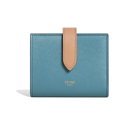 CELINE Телячья кожа с текстурой Кошелек Женские CAMEL Синий