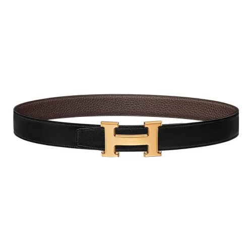 HERMES Коровья кожа Togo Кожаные ремни Женские Черный Ширина 3,2 см