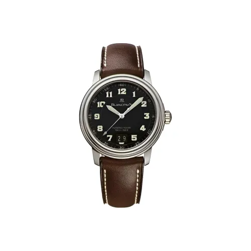 BLANCPAIN LÉMAN Автоматический Механический Механизм Мужские Часы 38 мм Черный Циферблат Корпус из Нержавеющей Стали Ремешок из Коровьей Кожи