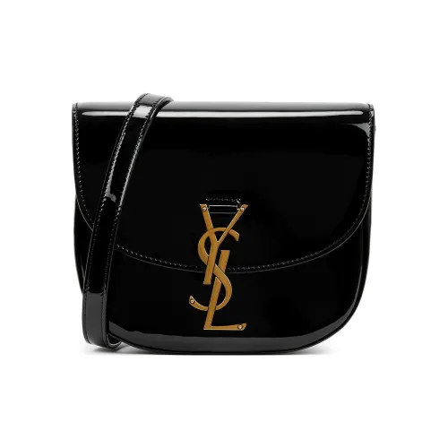 SAINT LAURENT Kaia Лакированная кожа кожа седло сумка через плечо маленькая женская черная