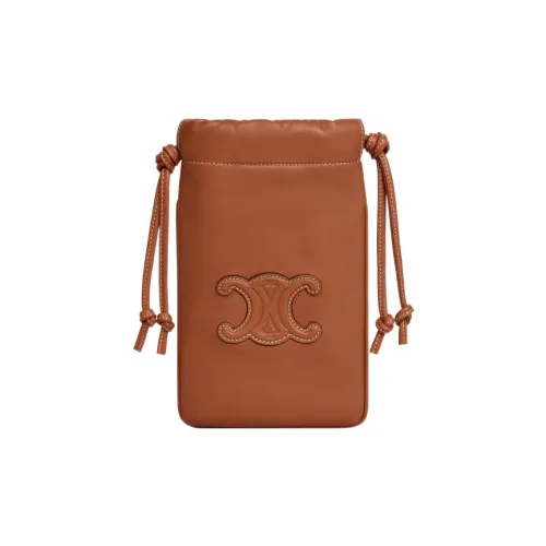 CELINE Triomphe Гладкая овчина сумка через плечо чехол для телефона женский рыжевато-коричневый