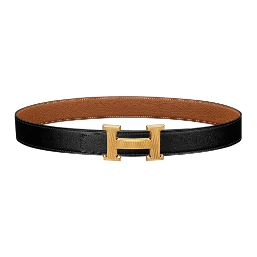 HERMES Коровья кожа Togo Двойной Sided кожа ремень кожа ремни женские черный коричневый ширина 3,2 см