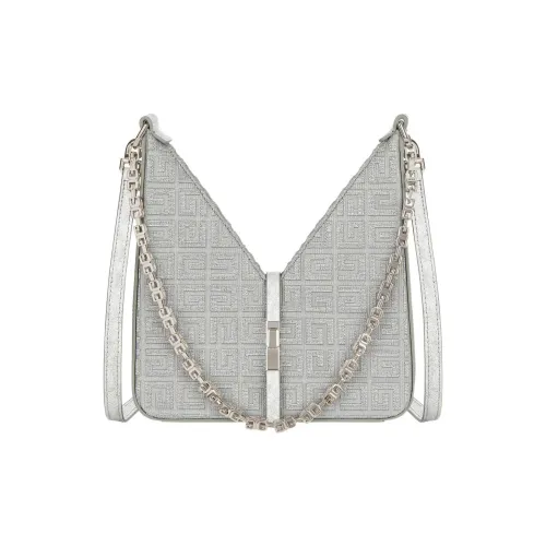 Givenchy Cut out Вышивка Холст Ткань Кожа Вставка Детали Сумка на плечо Мини Женская Серебряный Серый