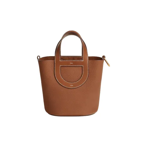 HERMES In The Loop BARENIA Faubourg Телячья кожа Корзинка-сумка Свиной нос Сумка-ведро Сумка Обычный Женские Свет Рыжевато-коричневый