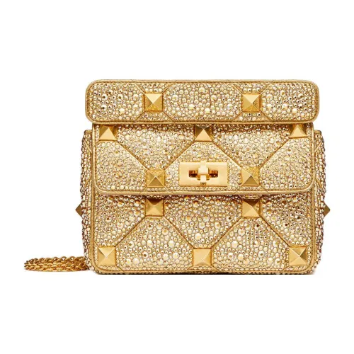 Valentino Roman Stud Стразы Вышивка Сумка через плечо Сумка на плечо Женская Ancient Латунь