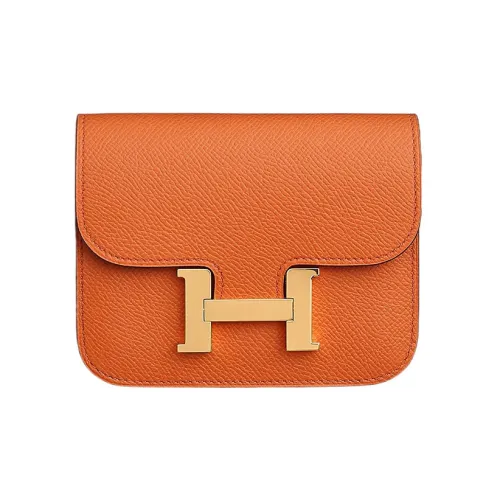HERMES Constance Slim Epsom Телячья кожа Клатч Кошелек Бананка Женские 93 Оранжевый