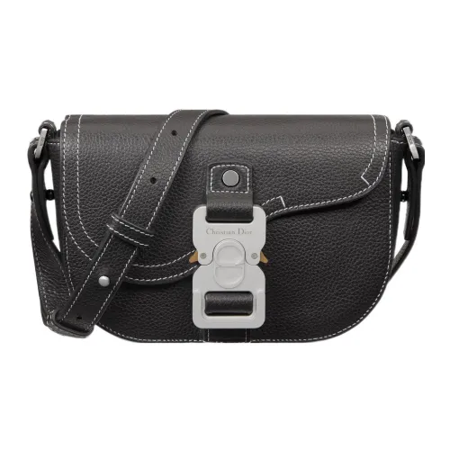 DIOR Grained Телячья кожа Седло Сумка Одно плечо Через плечо Клатч Обычный Мужской Черный