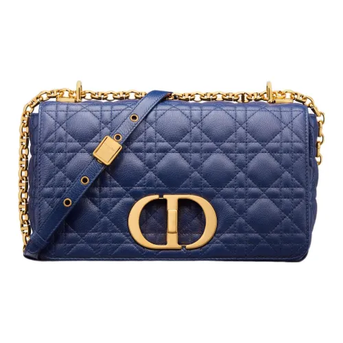DIOR Caro Плетеный узор Коровья кожа Сумка с цепочкой Сумка через плечо Средний Женская Королевский синий