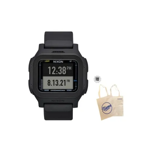 NIXON Наручные часы Electronic Механизм Силиконовый ремешок Черный циферблат Мужские часы