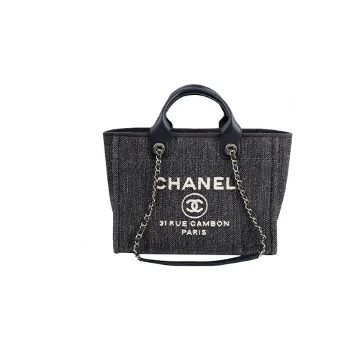 CHANEL Сумка Tote из смешанного волокна и металла сумка для покупок сумка через плечо маленькая сумка женская джинсовый синий