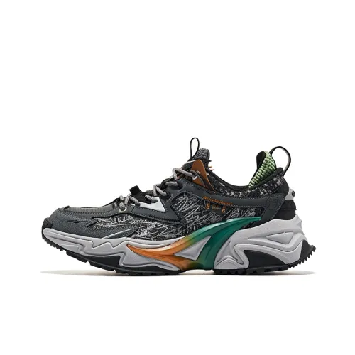 Erke Dijiang противоскользящие устойчивые к истиранию низкий топ беговые кроссовки мужские серый черный